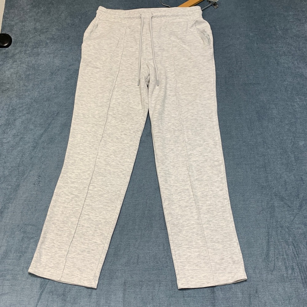 Danskin Track Pants Mens Medium Heather Gray Straight Leg Drawstring Waist Sport
